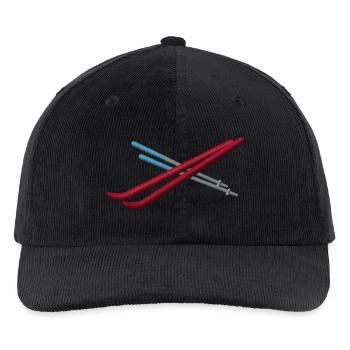 Ski bestickt - Bestickte Cord Cap - Schwarz - Vorne