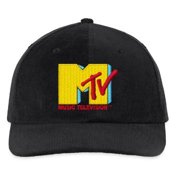 MTV Logo Als Stick-Design - Bestickte Cord Cap - Schwarz - Vorne
