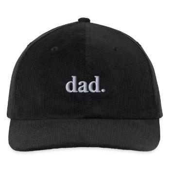 Dad Schriftzug weiß bestickt - Bestickte Cord Cap - Schwarz - Vorne