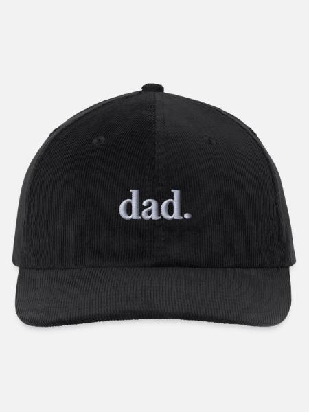 Dad Schriftzug weiß bestickt - Bestickte Cord Cap - Schwarz