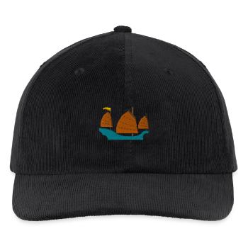 Sailing ship - Bestickte Cord Cap - Schwarz - Vorne