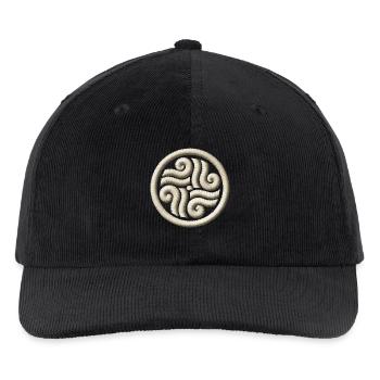 Avatar Stickmotiv Symbol Der Luftnomaden Beige - Bestickte Cord Cap - Schwarz - Vorne