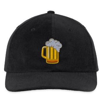 Bier bestickt - Bestickte Cord Cap - Schwarz - Vorne