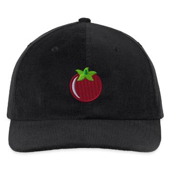 Tomate bestickt - Bestickte Cord Cap - Schwarz - Vorne
