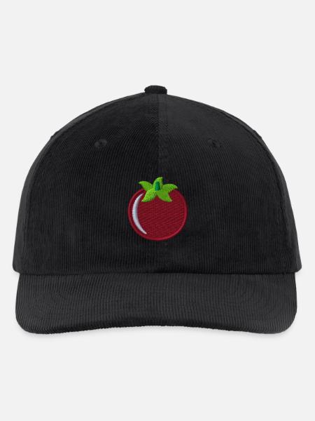 Tomate bestickt - Bestickte Cord Cap - Schwarz