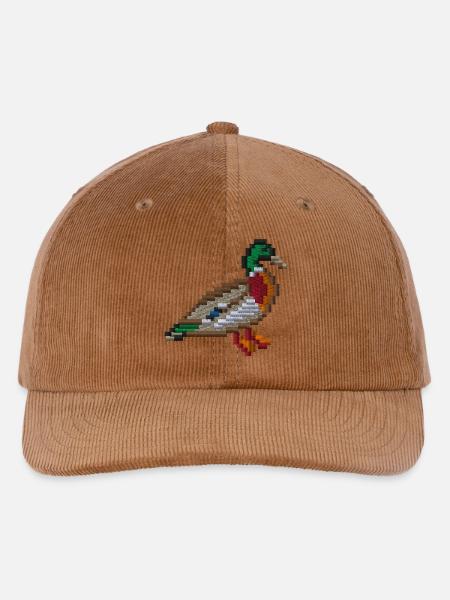 Pixel-Ente bestickt - Bestickte Cord Cap - Mocca