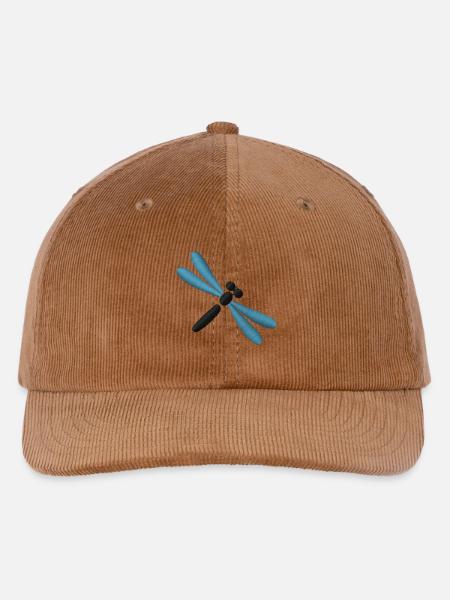 Libelle bestickt - Bestickte Cord Cap - Mocca