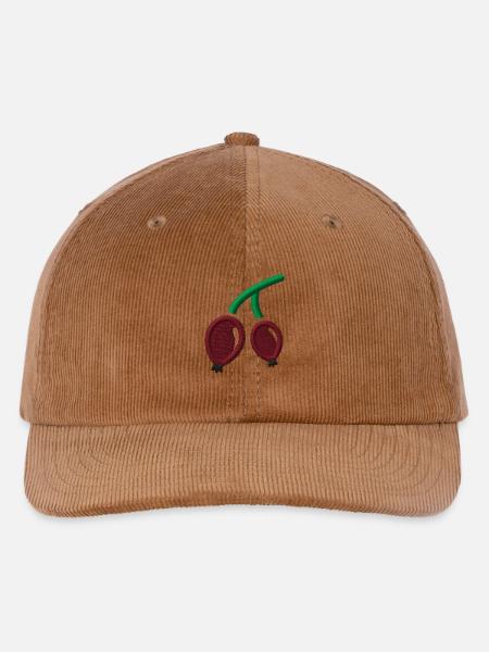 Brombeeren bestickt - Bestickte Cord Cap - Mocca