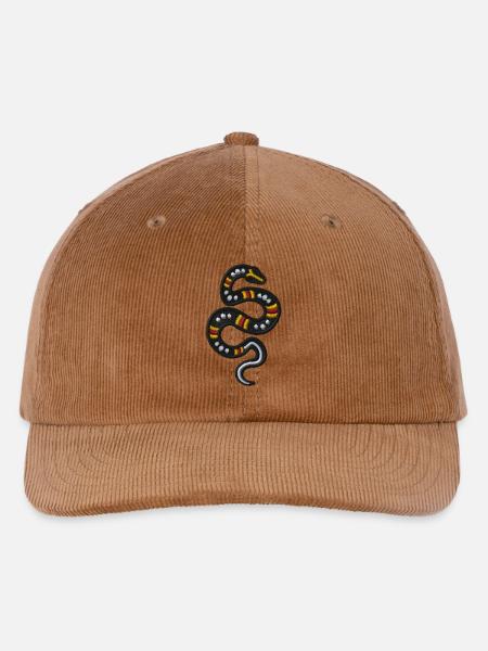 Schlange - Bestickte Cord Cap - Mocca
