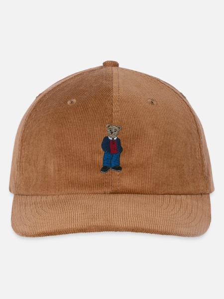 Teddybär 2 bestickt - Bestickte Cord Cap - Mocca
