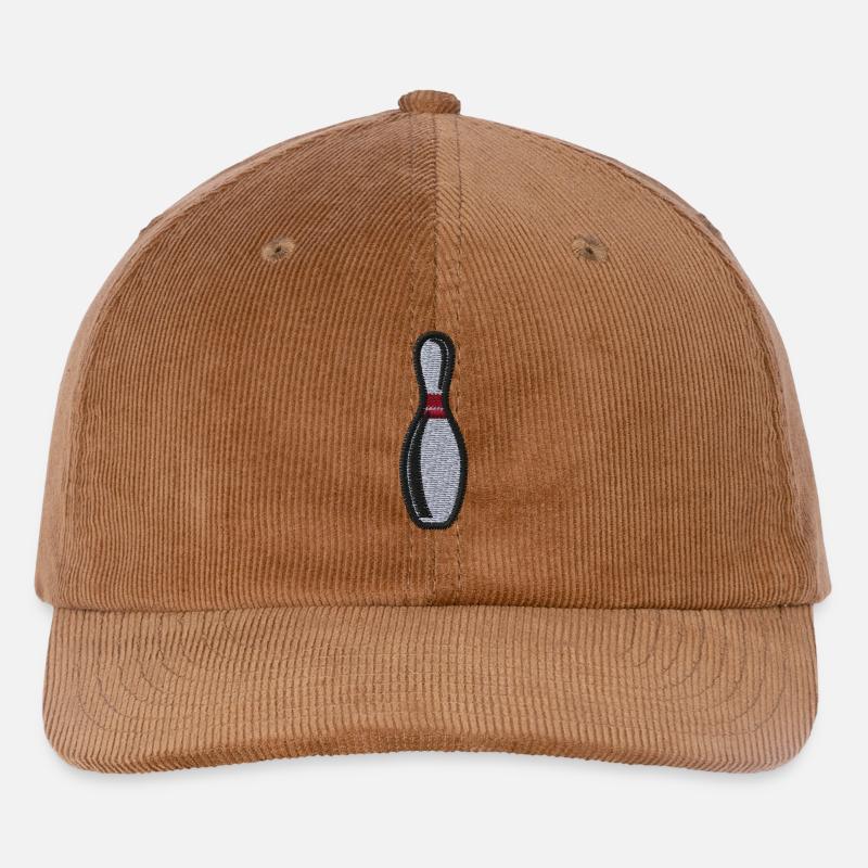Bowling Pin embroidered - Embroidered Cord Cap - mocha