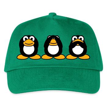 Drei weise Pinguine nichts sehen hören sagen Team - Kinder Basecap - Grün - Vorne