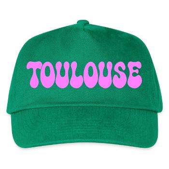 Toulouse, neonrosa Blasenbuchstaben - Kinder Basecap - Grün - Vorne