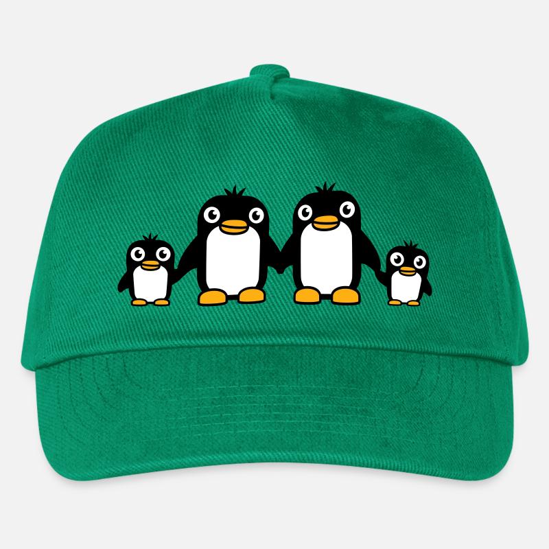 4 Pinguine Papa Mama zwei Kinder Baby Hände halten - Kinder Basecap - Grün