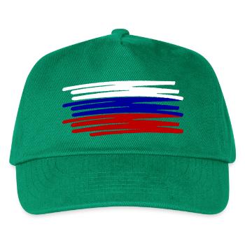 Russland Flagge Fahne Strichzeichnung gemalt - Kinder Basecap - Grün - Vorne