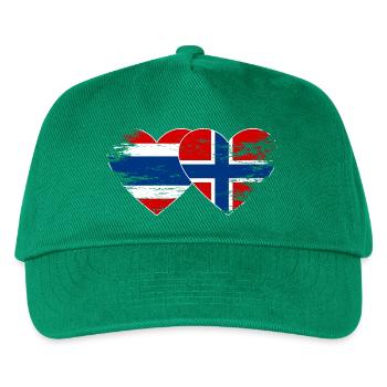 Thailand Norwegen Flagge Herzform used look - Kinder Basecap - Grün - Vorne