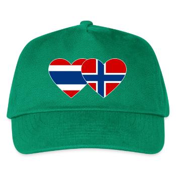 Thailand Norwegen Flagge Herzform - Kinder Basecap - Grün - Vorne
