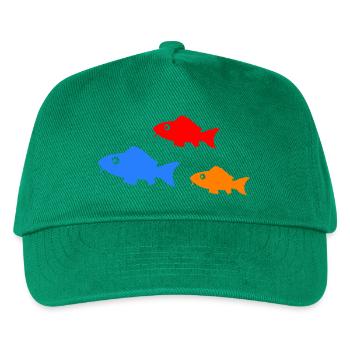 Bunte Fischsilhouetten Trio - Kinder Basecap - Grün - Vorne