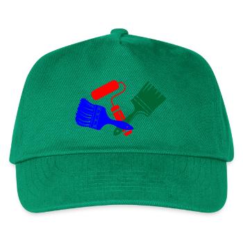 Paint brushes and paint roller in blue red green logo - Kids’ Baseball Cap - green - Front