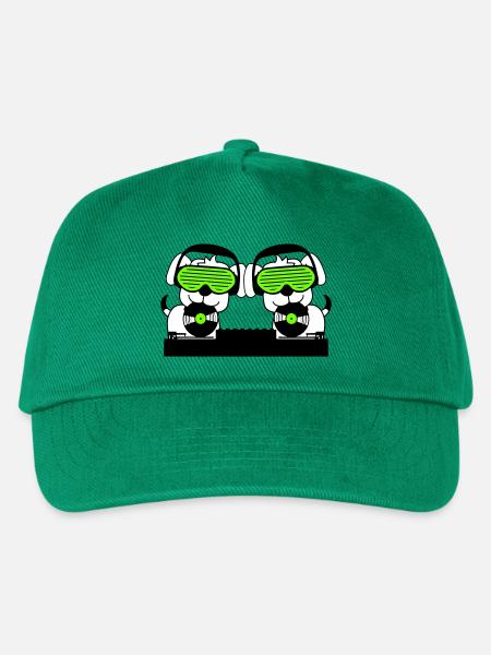 2 Dogs DJ Vinyl Record Club Disco Music Duo - Kids’ Baseball Cap - green