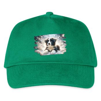 Rêve d’hiver avec chiot border colly dans la neige - Casquette de baseball Enfant - vert - Devant