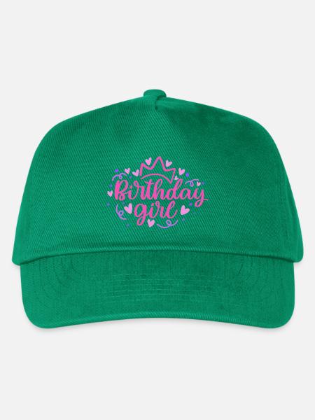 Birthday Girlie mit Krone Herzchen Konfetti - Kinder Basecap - Grün