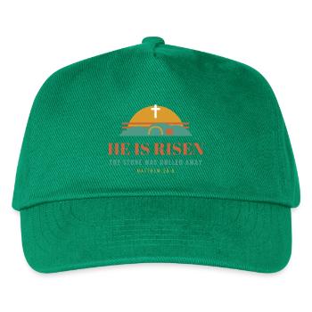 He Is Risen – Easter Christian Matthew 28:6 - Kinder Basecap - Grün - Vorne