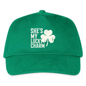 Sie ist mein Glücksbringer-Kleeblatt-Design - Kinder Basecap - Grün - Vorne