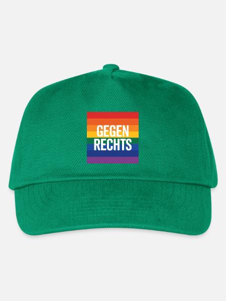 Gegen Rechts - Antifa Regenbogen Tee - Kinder Basecap - Grün