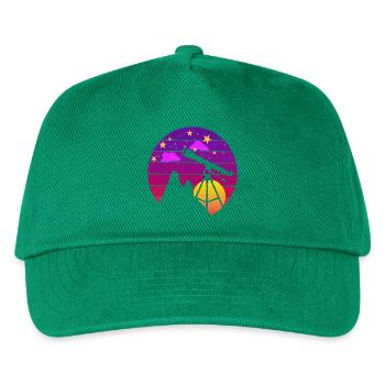 Retro Astronomie Teleskop Sonnenuntergang - Kinder Basecap - Grün - Vorne