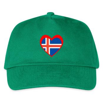 Ísland Hjarta – Ást til Íslands - Kinder Basecap - Grün - Vorne