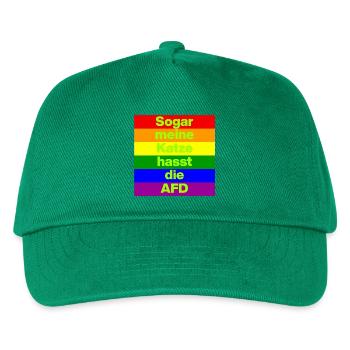 SOGAR MEINE KATZE HASST DIE AFD, NO AFD NO NZS  - Kinder Basecap - Grün - Vorne