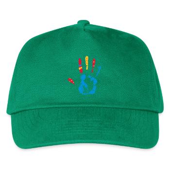 bunter Handabdruck mit verschiedene Formen - Kinder Basecap - Grün - Vorne