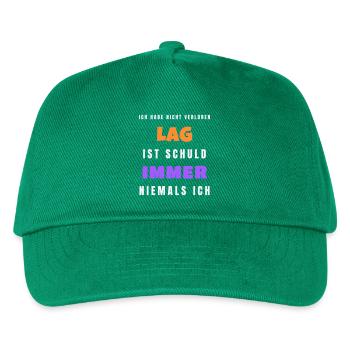 Lag ist schuld niemals ich - Gamer Spruch - Kinder Basecap - Grün - Vorne