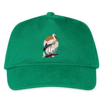 Storch, Vogel, Geburt, Schwangerschaft, Schwanger - Kinder Basecap - Grün - Vorne