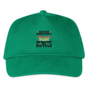 Unterschätzen Sie niemals einen alten Mann auf einem Fahrrad - Kinder Basecap - Grün - Vorne