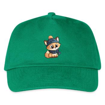 Niedlicher Fuchs mit Schal und Pudelmütze. - Kinder Basecap - Grün - Vorne