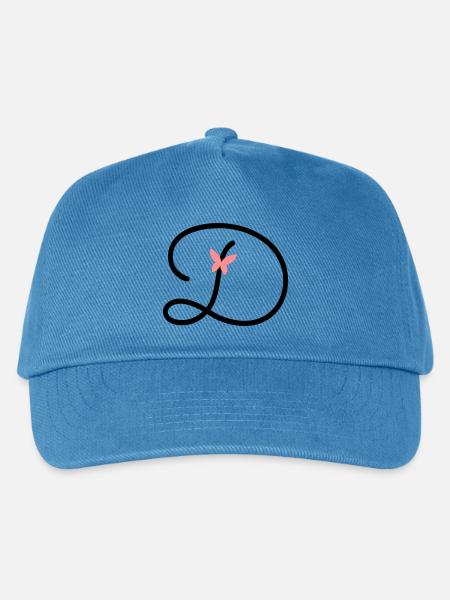 Buchstabe D Schmetterlingsbuchstabe - Kinder Basecap - Pfauenblau