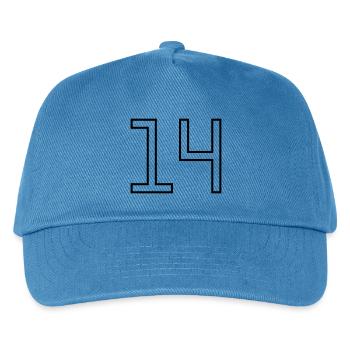 Numéro 14 (Style Université) - Casquette de baseball Enfant - bleu paon - Devant