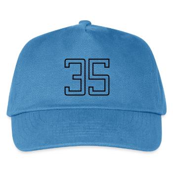 Nummer 35 (Universitätsstil) - Kinder Basecap - Pfauenblau - Vorne