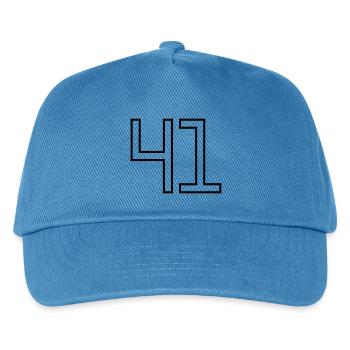 Nummer 41 (Universitätsstil) - Kinder Basecap - Pfauenblau - Vorne