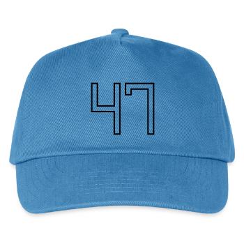 Nummer 47 (Universitätsstil) - Kinder Basecap - Pfauenblau - Vorne