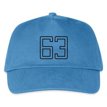 Nummer 63 (Universitätsstil) - Kinder Basecap - Pfauenblau - Vorne