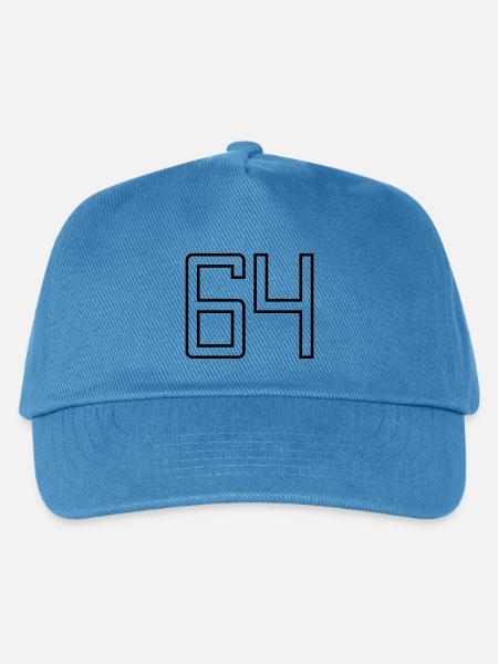 Nummer 64 (Universitätsstil) - Kinder Basecap - Pfauenblau