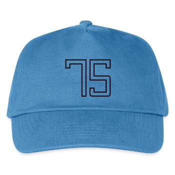 Nummer 75 (Universitätsstil) - Kinder Basecap - Pfauenblau - Vorne