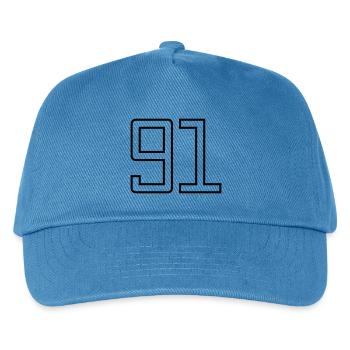 Numéro 91 (Style Université) - Casquette de baseball Enfant - bleu paon - Devant