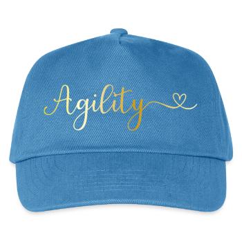 Agility goldener Schriftzug mit Herz - Kinder Basecap - Pfauenblau - Vorne