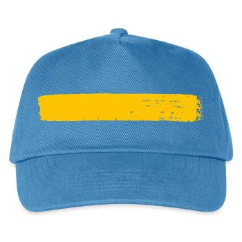 Gelber Pinselstrich - Tusche Style Streifen - Kinder Basecap - Pfauenblau - Vorne