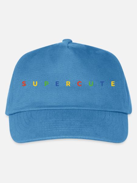 supercute Schriftzug mit bunten Buchstaben - Kinder Basecap - Pfauenblau