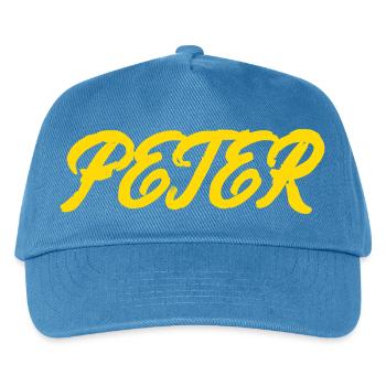 gel er text peter - Kinder Basecap - Pfauenblau - Vorne